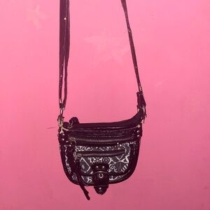 Woman’s Small Black and white cross body purse